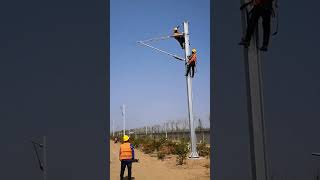 Installation process of support frame for contact grid of electrified railway [upl. by Assen]