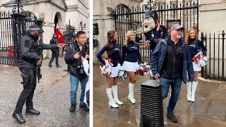 Armed Officer reprimands him to stand behind the bollards [upl. by Rockwood]