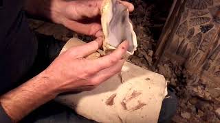 How to flintknap a hammerstone biface from a piece of flint [upl. by Rednave]