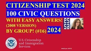 2024 U S Citizenship Official USCIS 100 Civics Questions 2008 version Repeat Twice By Group [upl. by Einaoj945]