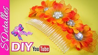 Peineta Decorada con FLORES ARTIFICIALES 😱 Video 183 SDetalles [upl. by Nomae]