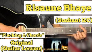 Risaune Bhaye  Sushant KC  Guitar Lesson  Plucking amp Chords [upl. by Aerdnwahs670]