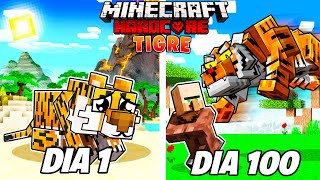 Sobreviví 100 DÍAS siendo un TIGRE en Minecraft HARDCORE [upl. by Skrap]