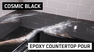 Cosmic Black Granite Epoxy Resin Countertop Technique [upl. by Noteek]