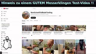 Hinweis zu einem gut erläuterten MesserstahlTEST Video mit 4 Messer bei versch Materialien [upl. by Rockwell]