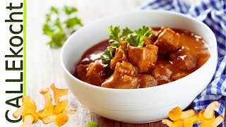 Gulasch selber machen Omas bestes Gulaschrezept mit Pilzen [upl. by Niraj]