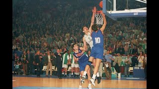 Vrankovics AMAZING block  Barcelona vs Panathinaikos Euroleague Final 1996 [upl. by Nosneb]