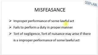 Law of torts  Malfeasance Misfeasance and Nonfeasance [upl. by Drarrej]