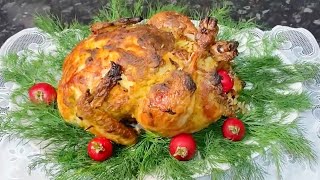 FRANGO RECHEADO COM ARROZ ASSADO NO FORNO [upl. by Mila]