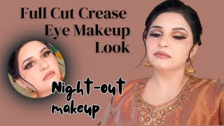 How To Do Full Cut Crease Eye Makeup  Golden Brown Glitter Eye Makeup Tutorial  URDU  HINDI [upl. by Dagall]