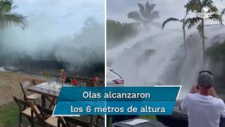 Olas gigantes interrumpen boda y destruyen barrios costeros [upl. by Eglanteen]