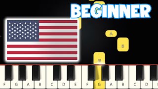 National Anthem Of The USA United States  Beginner Piano Tutorial  Easy Piano [upl. by Ecinnahs]