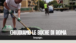 Roma e lemergenza buche stradali volontari tappano le voragini e le segnalano con lo spray [upl. by Ylrebma]