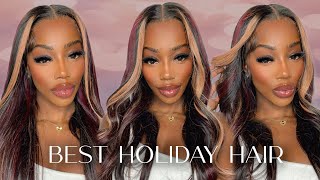 MUST HAVE HOLIDAY WIG ❄️ BURGUNDY amp HIGHLIGHTS WIG INSTALL  REVIEW  ASTERIA HAIR [upl. by Otir]