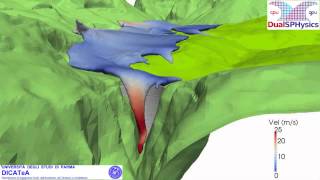 3D SPH numerical simulation of the wave generated by the Vajont rockslide explanation [upl. by Stauder]