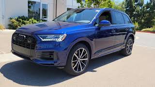 Audi Q7 55 TFSI Quattro 2023 in Navarra Blue Metallic with Saiga Beige Interior [upl. by Selinda542]