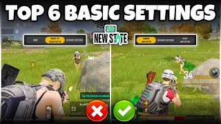 TOP 5 BASIC SETTING IN PUBG NEW STATE🔥FOR BEGINNERS TIPS amp TRICKS [upl. by Anitnegra]