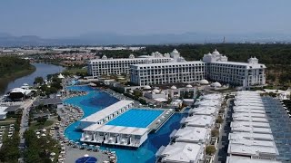 TITANIC DELUXE GOLF CLUB TURKEY RESORT BELEK HOTEL 5 All Inclusive Drone Aerial View [upl. by Miquela16]