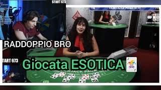 Giocata ESOTICA del Gabbrone al BLACKJACK  RADDOPPI e STREAK 🃏 [upl. by Limay]