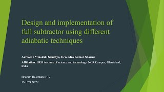 Design and implementation of full subtractor using different adiabatic techniques [upl. by Osbourn]