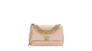 Chanel Lambskin CC Crystal Logo Chain Mini Flap Bag Light Pink [upl. by Mellisent]