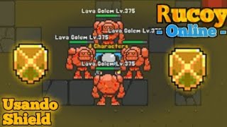 TESTANDO SHIELD NA FARM GOLEM DOS KINAS  2X   Rucoy Online [upl. by Ihcehcu]