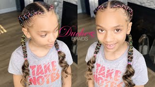 How To 2 Braids with curly ends  Kids Braids [upl. by Hsoj]