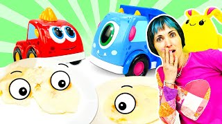 🚗 ¡Conejito Lucky juega con los Coches MOCAS Juguetes de peluche para niños [upl. by Doughman]