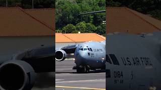 USAF Boeing C17 Globemaster Takeoff  Lajes Azores shorts [upl. by Enniotna266]