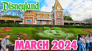 Disneyland Park  March 2024 Walkthrough  Updates Minnie Mouse Floral amp Construction News 4K POV [upl. by Irotal]