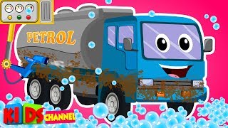 Petrol Tank  car wash song  cartoon trucks for kids [upl. by Minica]