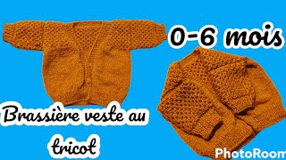 Tuto tricot  Brassière veste gilet au tricot 06 mois [upl. by Miquela791]