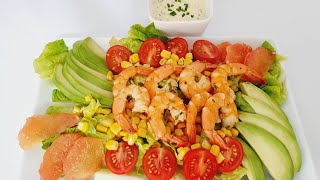 salade avocat crevettes pamplemousse et sa vinaigretterecette facile et rapide salade [upl. by Nellie226]