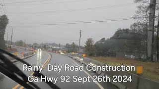 Rainy Day Road Construction Video Ga Hwy 92 Acworth Ga [upl. by Sakiv]