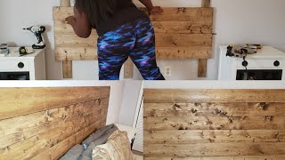 DIY HEADBOARD FOR UNDER 30 HOW TO BUILD A HEADBOARD BY YOURSELF WITH MINIMAL TOOLSFARMHOUSE DIY [upl. by Alameda38]