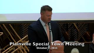 Plainville Special Town Meeting 1072024  Discussion of Articles 1 and 2 [upl. by Layne]