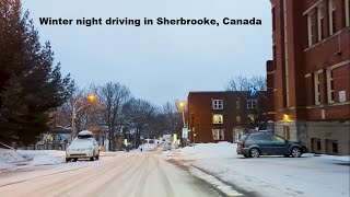 Winter night driving in Sherbrooke Canada  part 1 [upl. by Sedecrem]