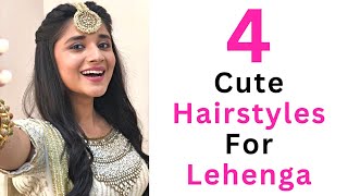 4 Cute and Easy Hairstyles For Lehenga  Open Hair Hairstyles [upl. by Otrebilif756]