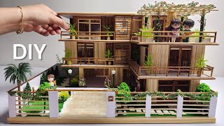 I Made A Bamboo Stick Villa  DIY Miniature Dollhouse Crafts  Relaxing Satisfying Video [upl. by Markus]