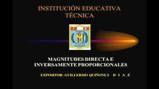 MAGNITUDES DIRECTA E INVERSAMENTE PROPORCIONALES MATEMÁTICA [upl. by Sybil]