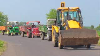 JCB 3dx Eco Loading Mud Mahindra 275 Eicher 485 John Deere Tractor with Trolley [upl. by Emirej]