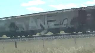 Driving Full Highway Speed Past A Train Going Slowly Opposite near Laramie Wy RR099 [upl. by Rosario]