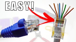 How to Wire Up Ethernet Plugs the EASY WAY Cat5e  Cat6 RJ45 Pass Through Connectors [upl. by Aerdua792]