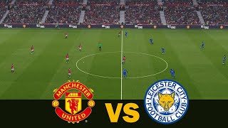 Man United vs Leicester City  2425 Premier League  Full Match All Goals  Realistic PES Gameplay [upl. by Alyag]