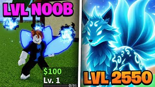 Level 1  2550 With KITSUNE FRUIT quotNoob To Proquot in Blox Fruits Roblox [upl. by Enelehs]