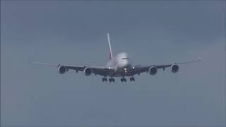 Atterrissage compliqué dun A380 en pleine tempete Xavier en Allemagne 2017 [upl. by Ecirtael]