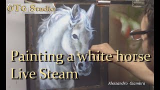 Horse  Oil Painting demonstration of a White Horse  quotAlla Primaquot [upl. by Nuahsyar]