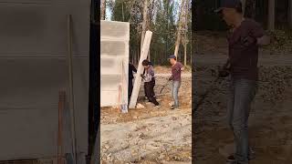 Concrete post installation process for fence wall [upl. by Ecnav701]