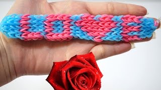 „LOVE” Rainbow Loom Bracelet For your LOVE with Four Forks no Loom [upl. by Niwri]