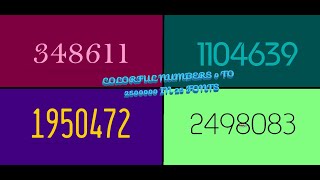 Colorful Numbers 0 to 2500000 25 Fonts [upl. by Lebasiairam29]